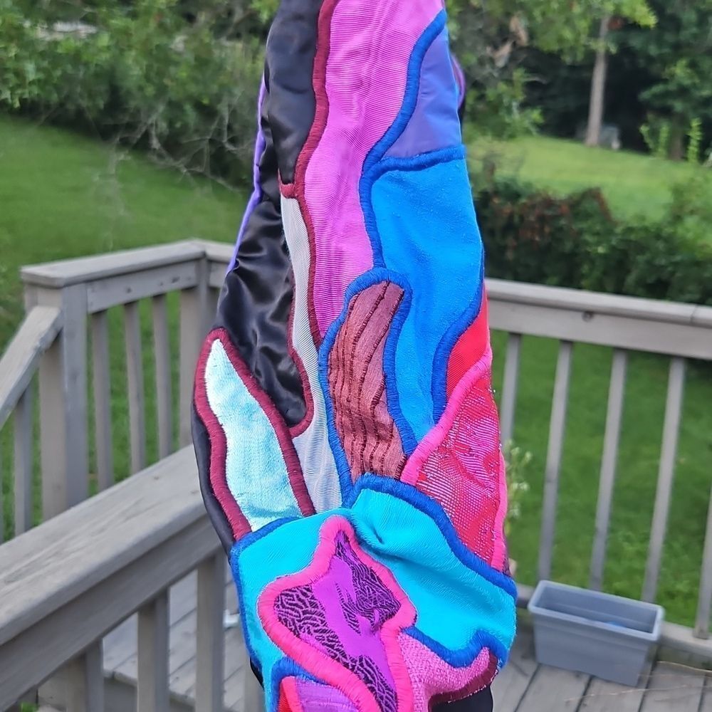 Vintage Judith Roberts La Colección Appliqué Crop Jacket Black Bright Abstract - Picture 5 of 11